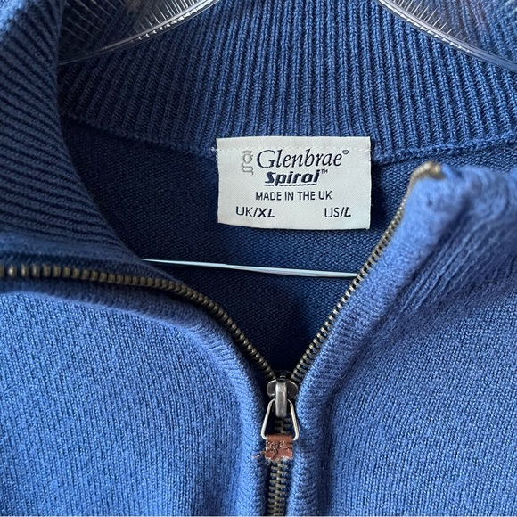 Blue Merino Wool Quarter Zip Sweater - Size L - Picture 3 of 5